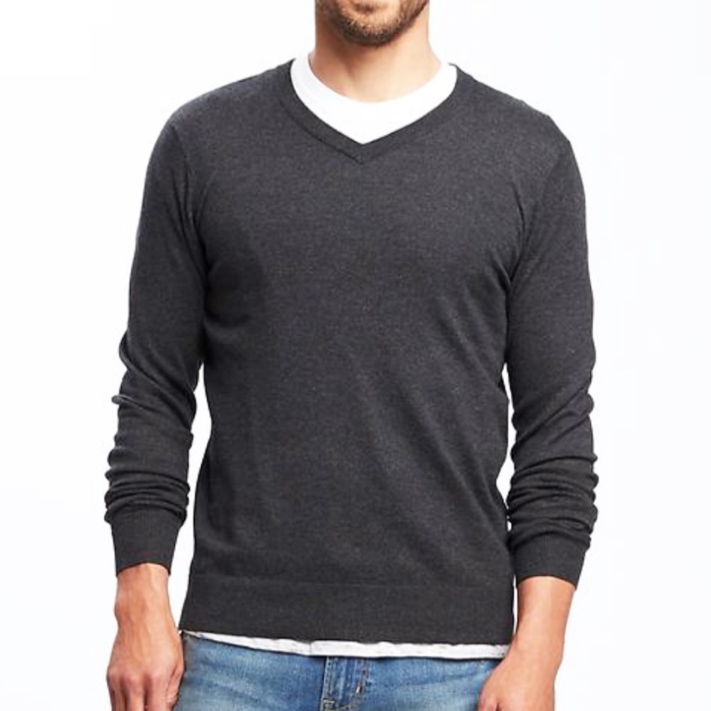 JA John Ashford men’s dark gray v-neck cotton sweater size small